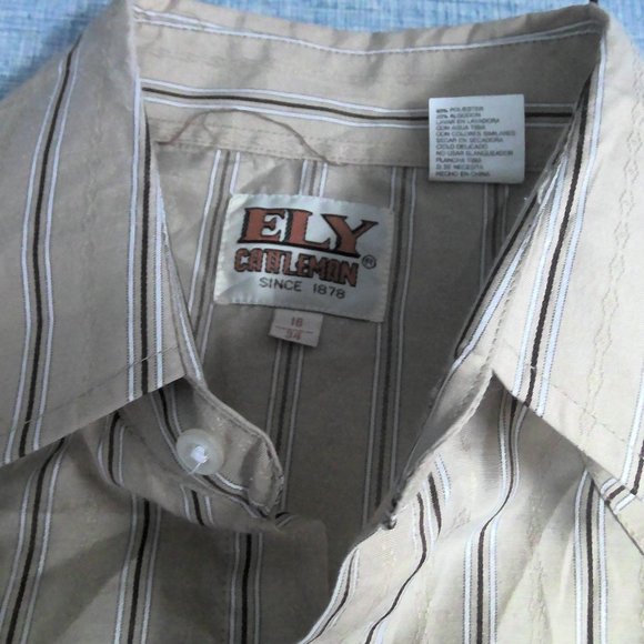 Vintage Ely Cattleman Western Pearl Snap Shirt Long Sleeve Striped Men's Medium - Picture 4 of 8